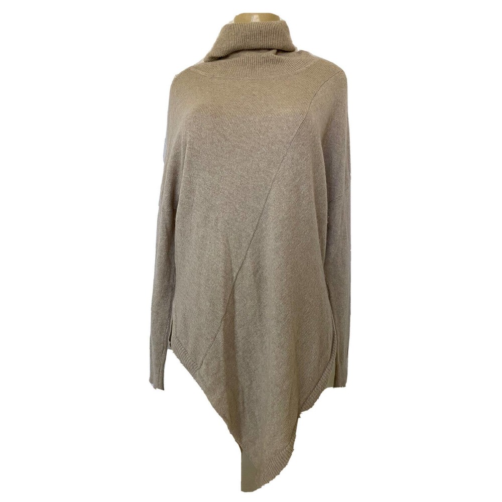 360 Sweater Angie Angled Oatmeal Cashmere Long Sleeve Knit Beige Asymmet…